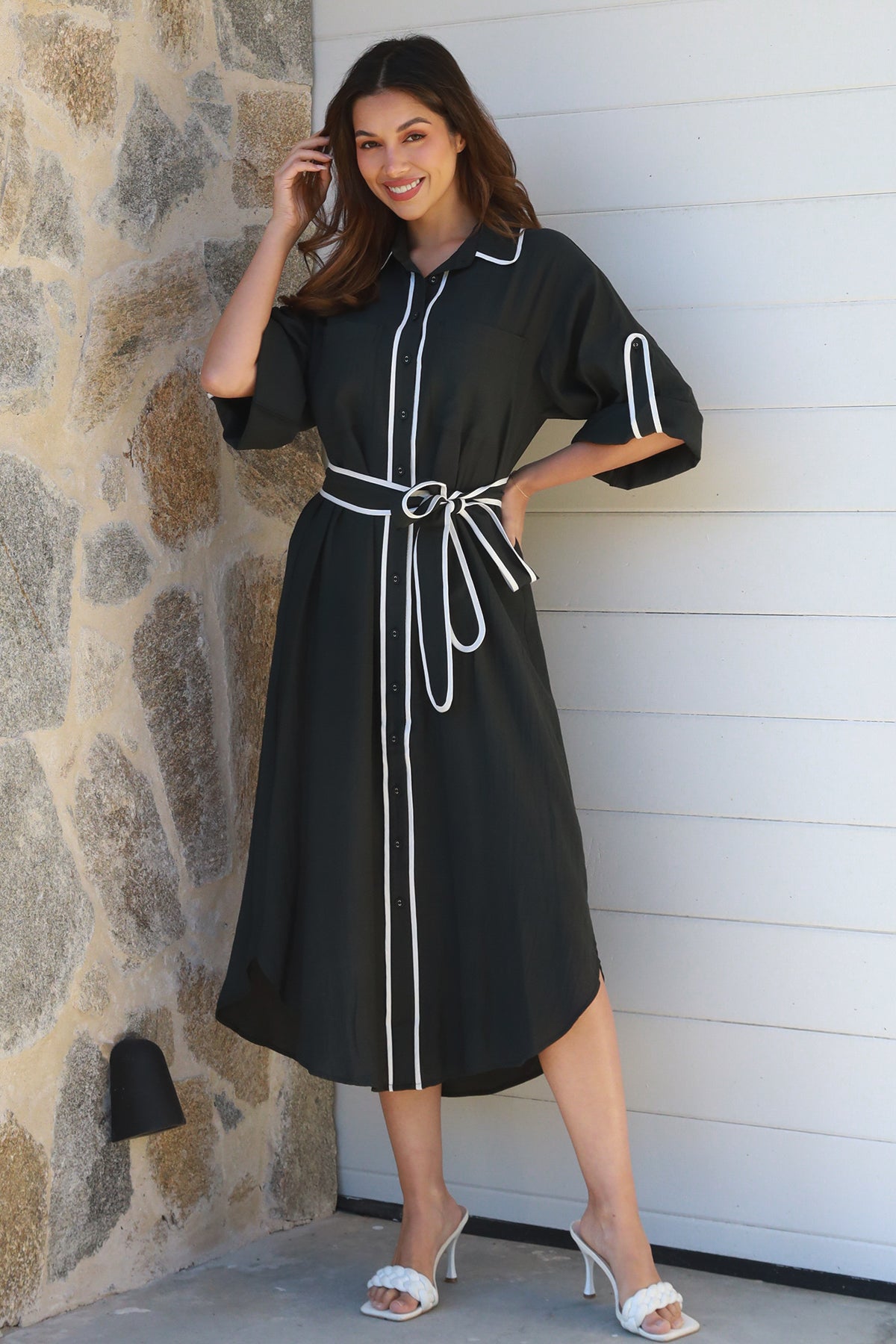 Alina Black Midi Dress-2