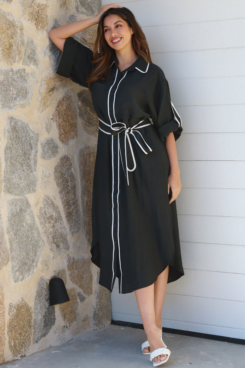 Alina Black Midi Dress-2