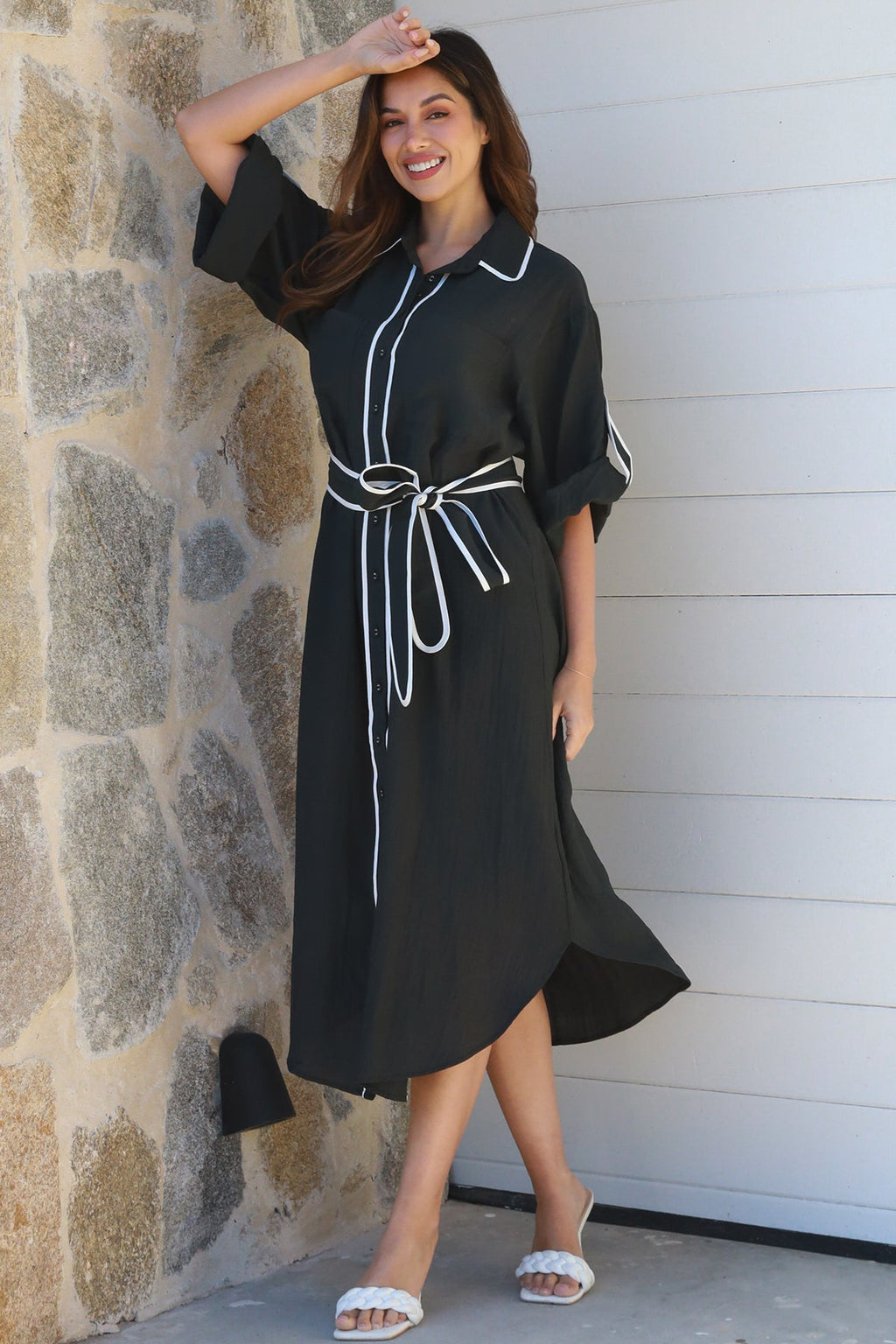 Alina Black Midi Dress-2