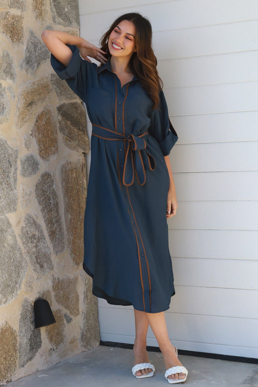Alina Navy Midi Dress-2