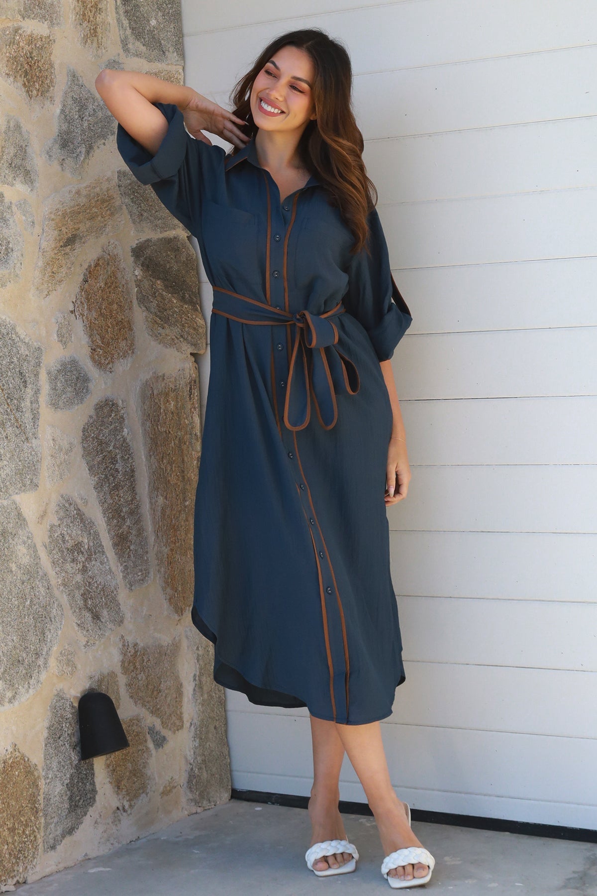 Alina Navy Midi Dress-2
