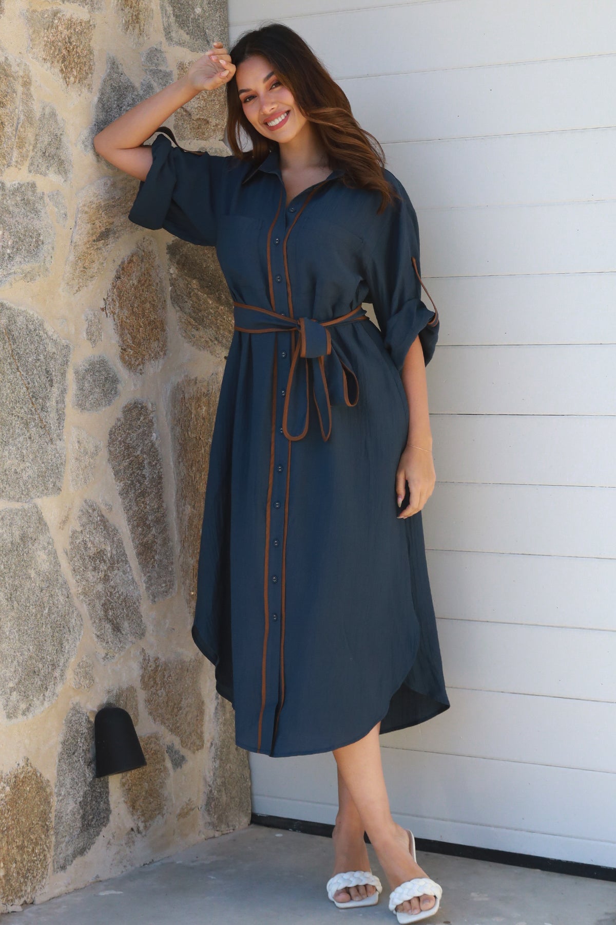 Alina Navy Midi Dress-2