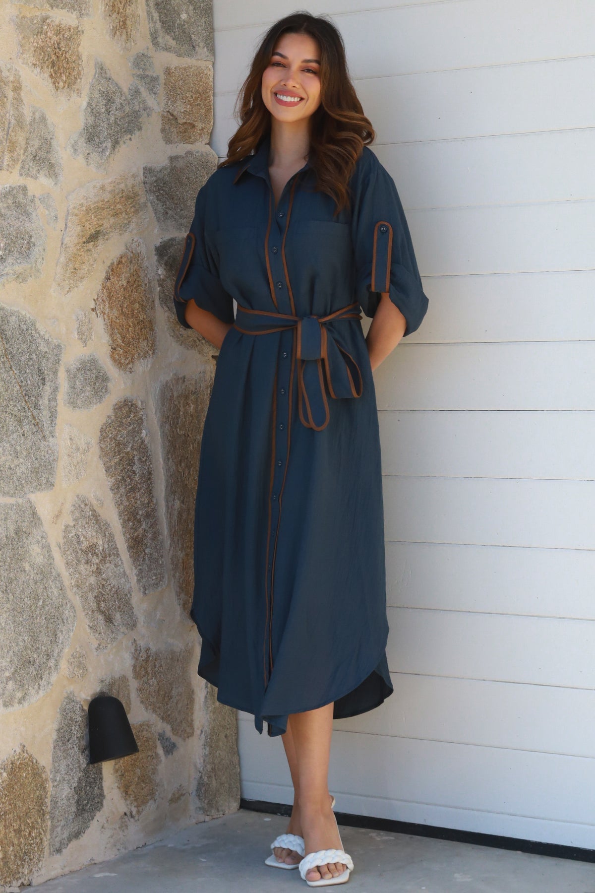 Alina Navy Midi Dress-2