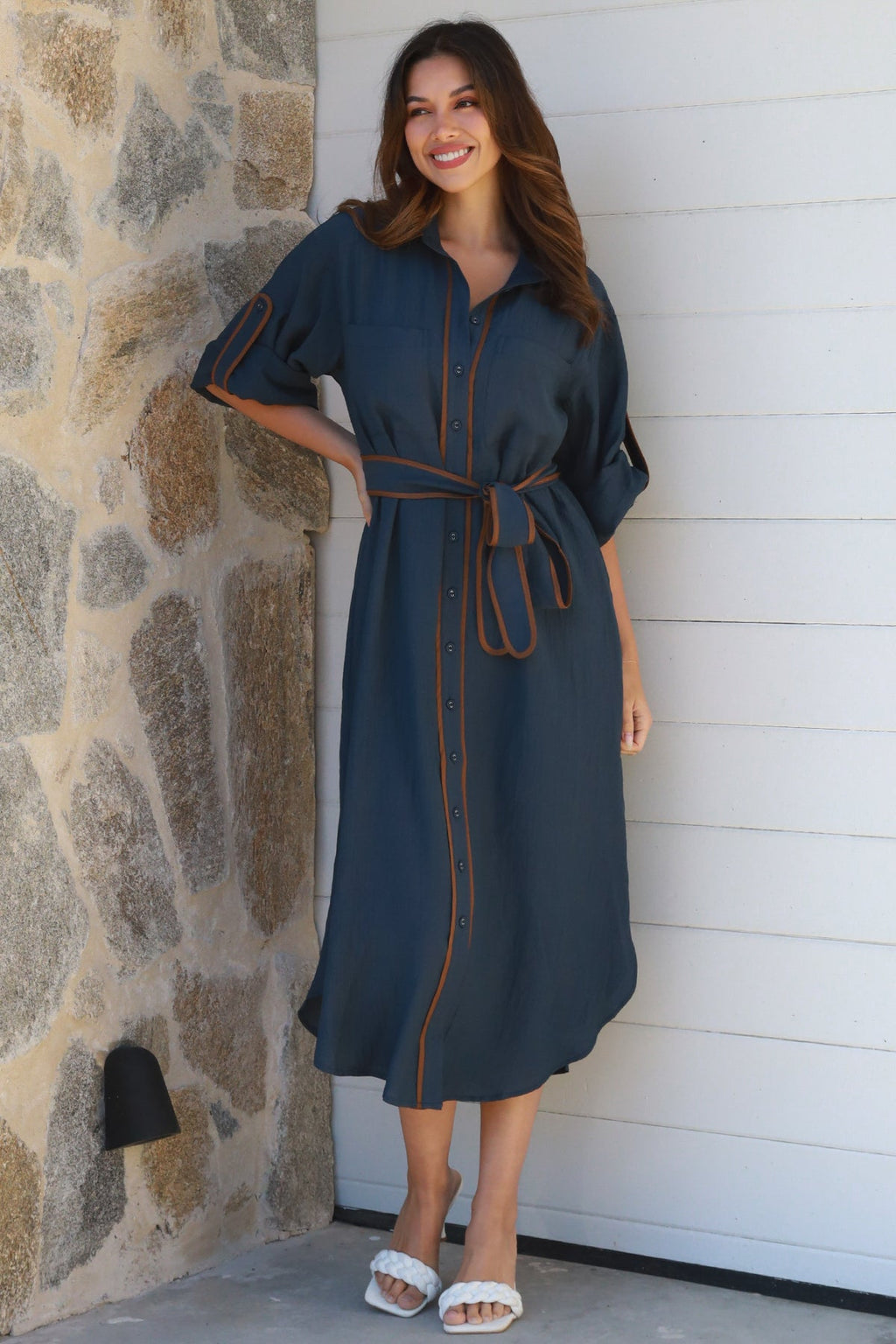 Alina Navy Midi Dress-2
