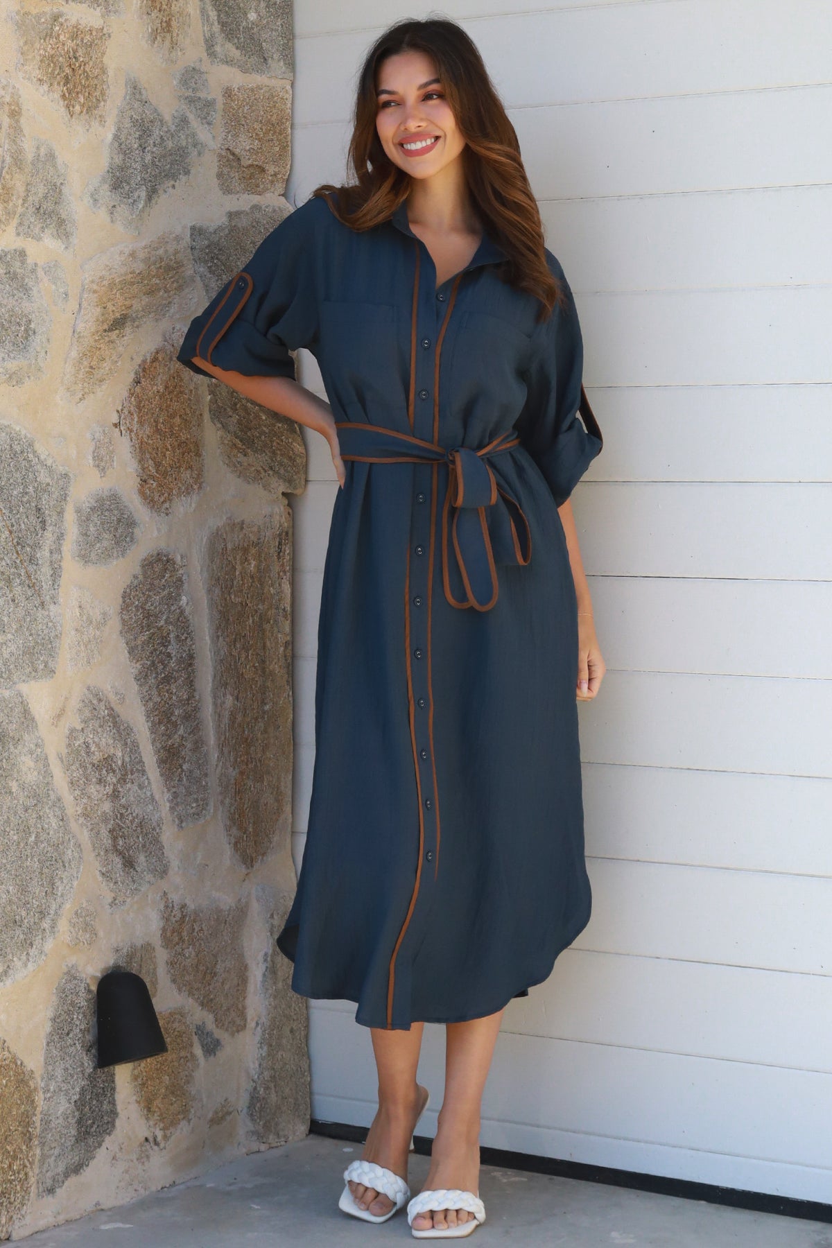 Alina Navy Midi Dress-2