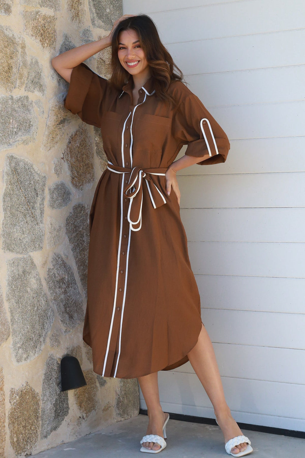 Alina Brown Midi Dress