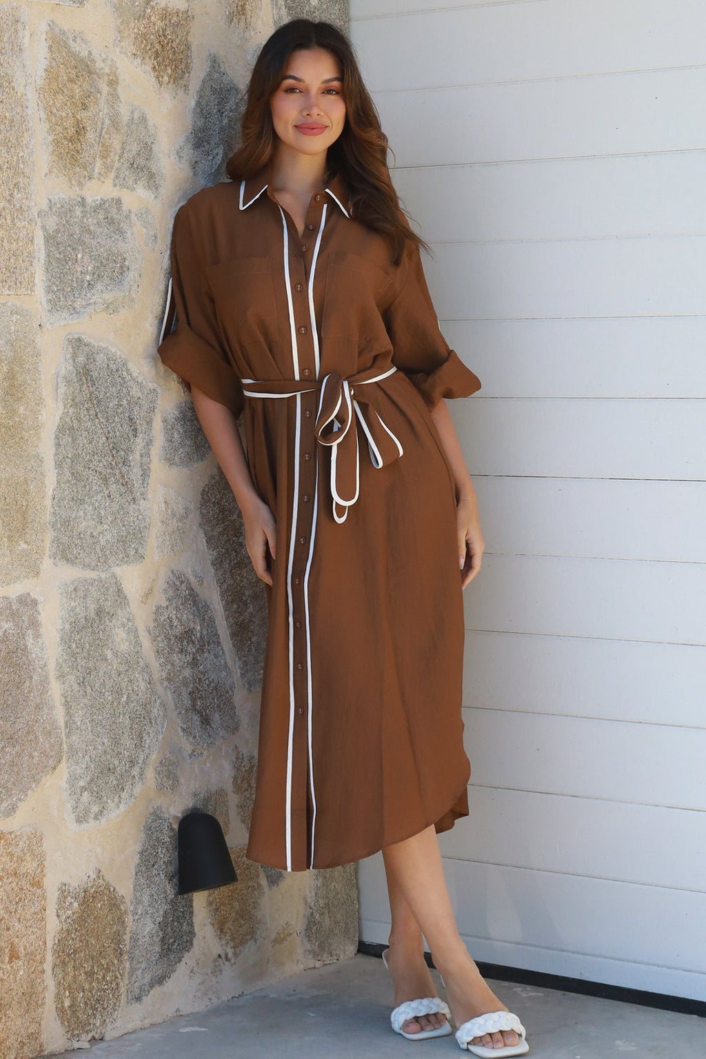 Alina Brown Midi Dress