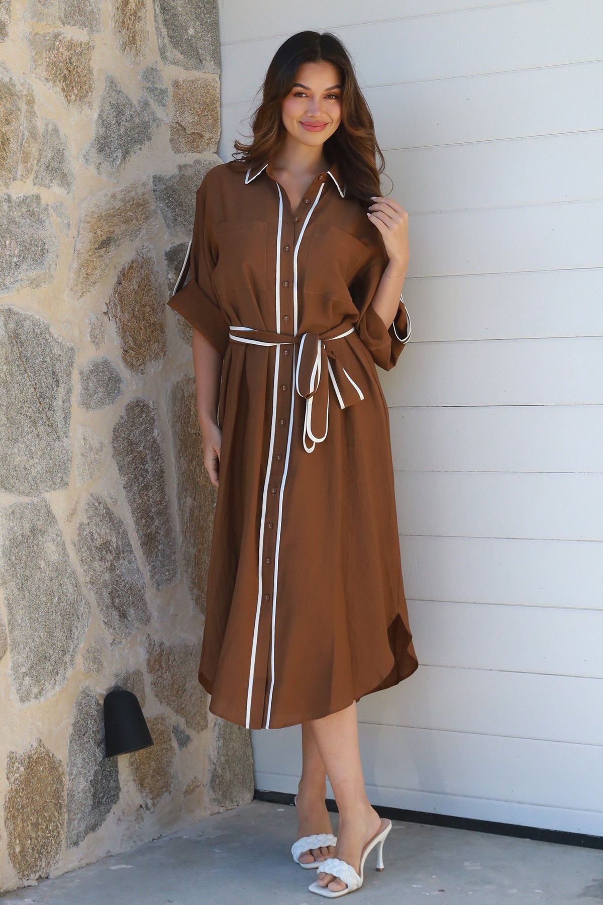Alina Brown Midi Dress