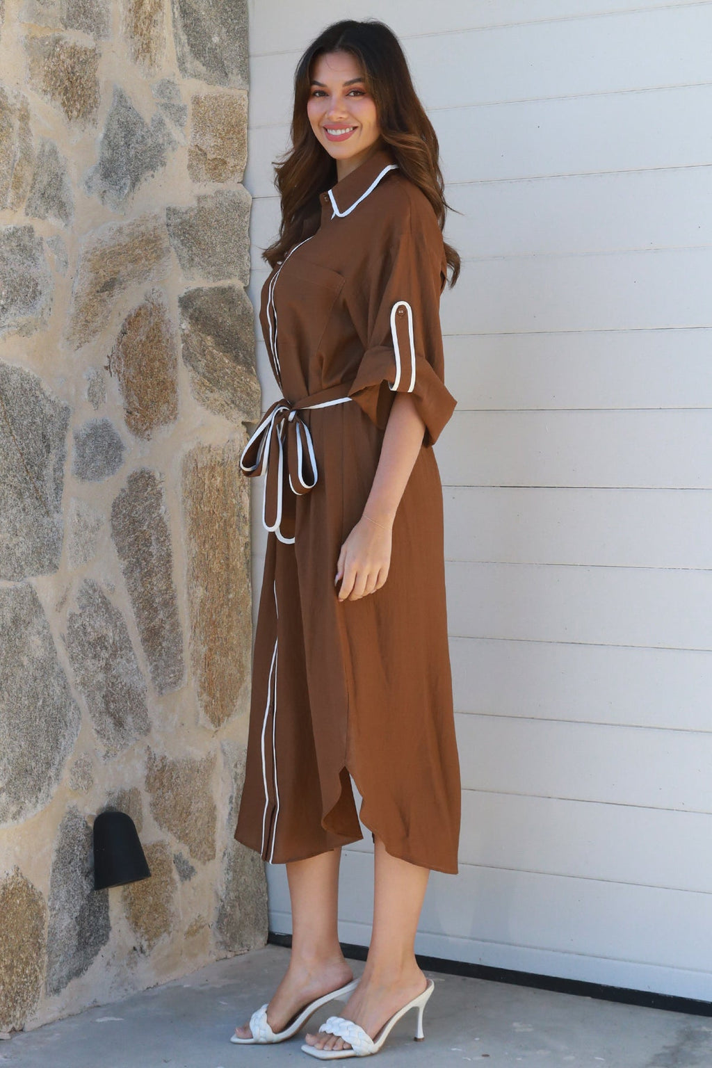 Alina Brown Midi Dress