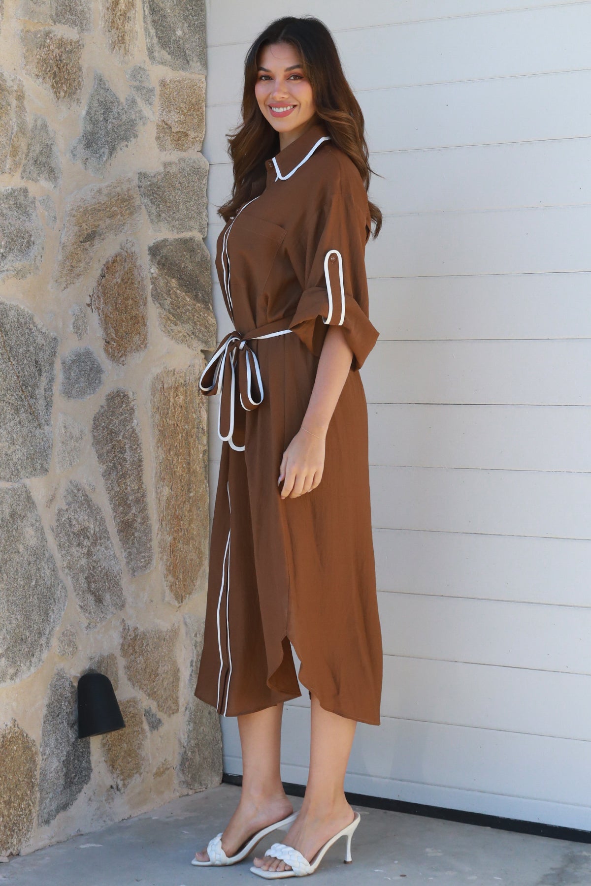 Alina Brown Midi Dress