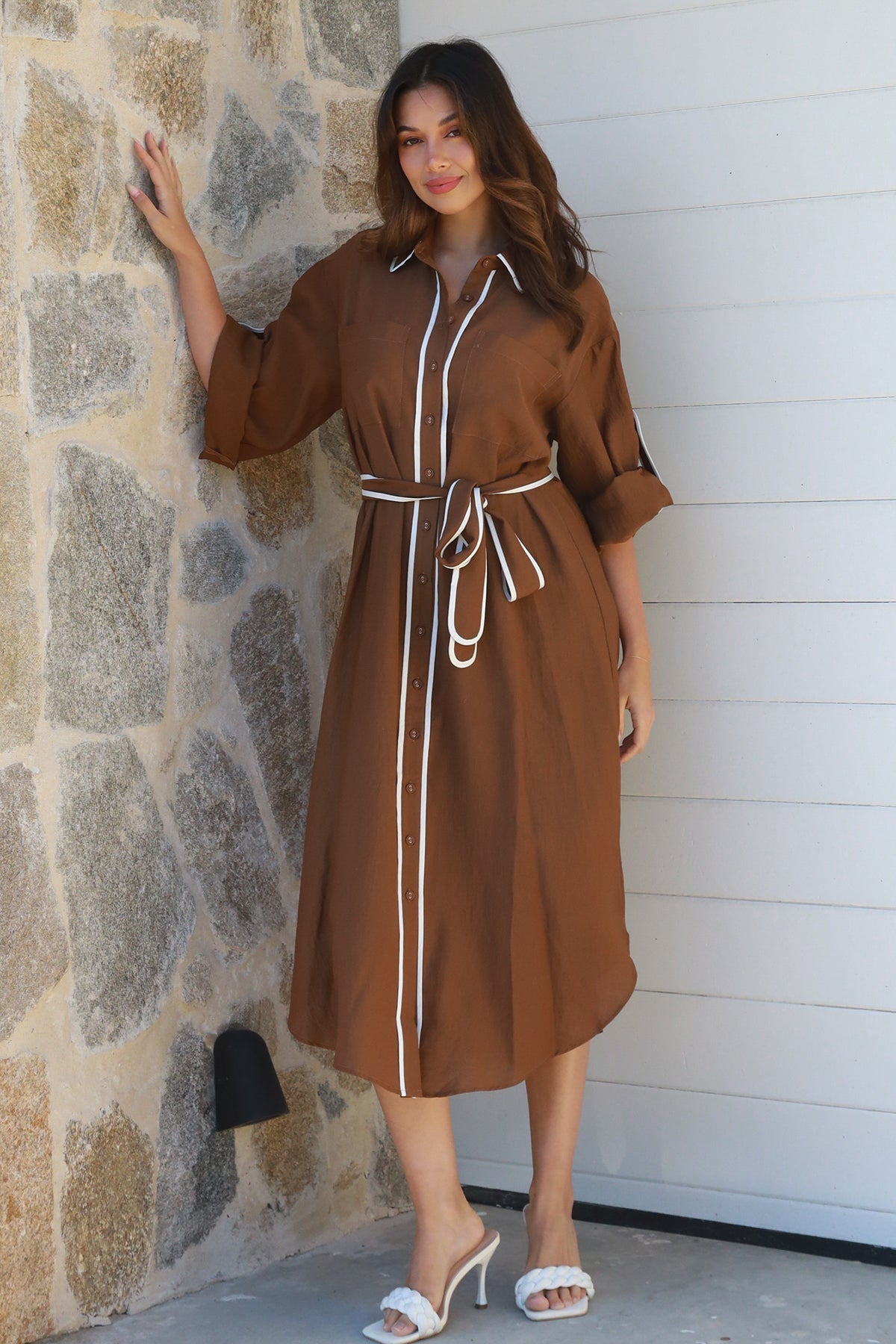 Alina Brown Midi Dress