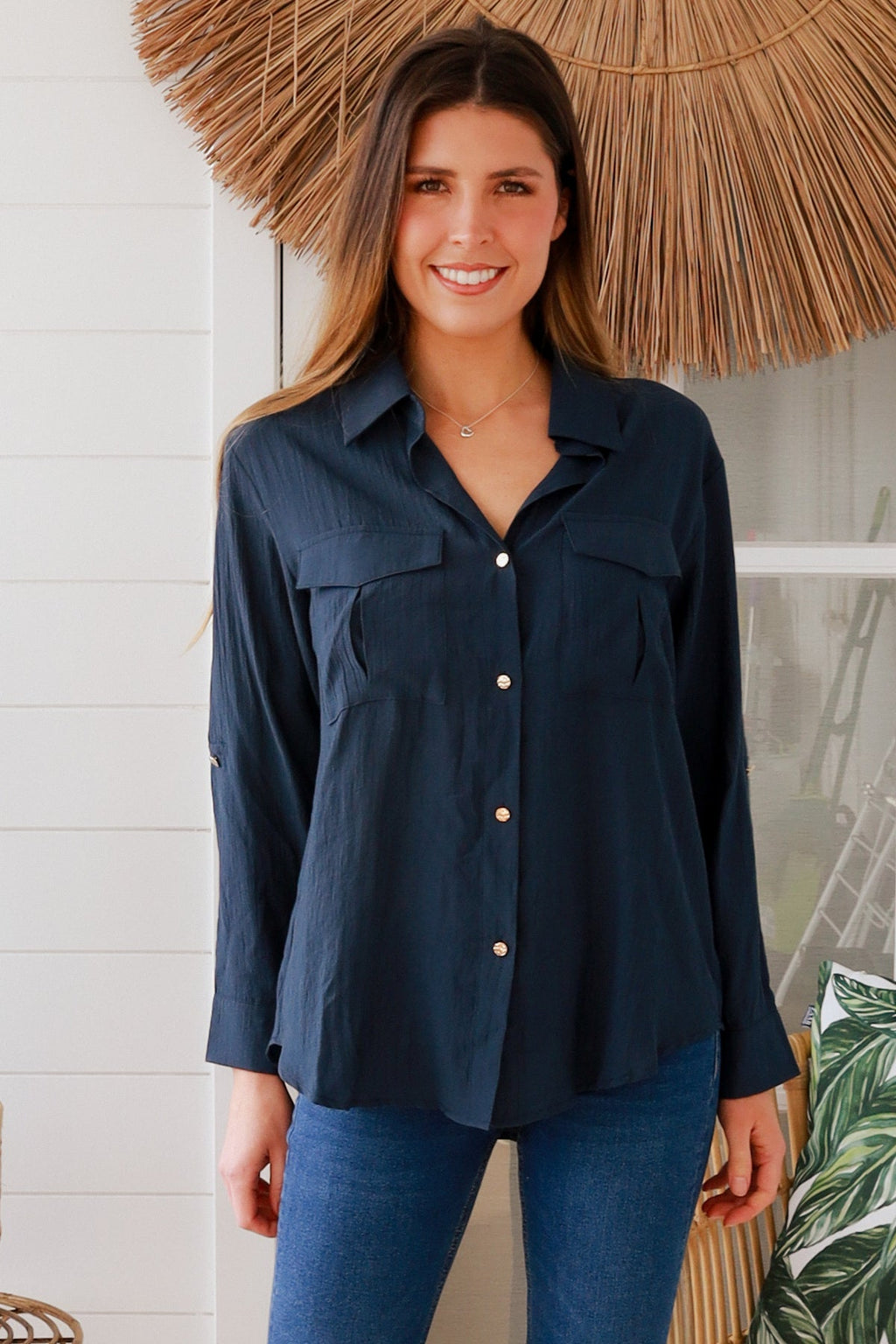 Alina Navy Top