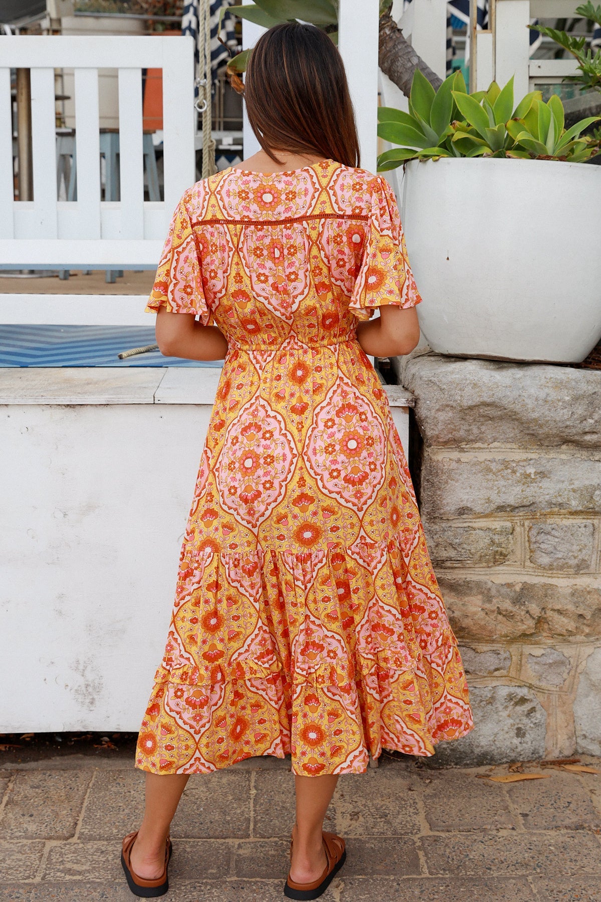 Luisa-Yellow Midi Dress