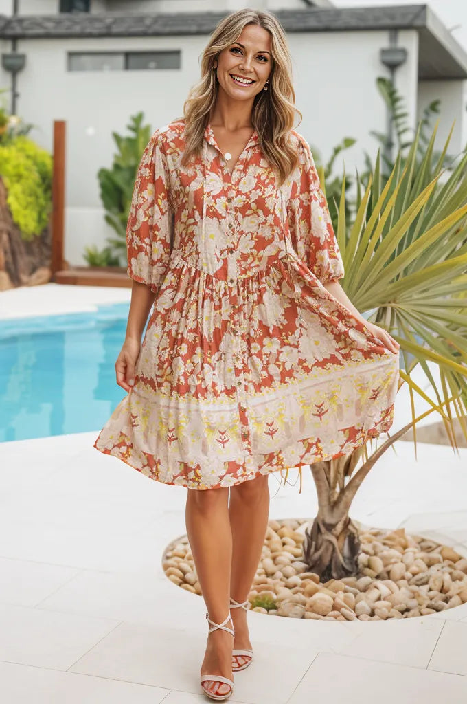 Joy Half Sleeves Mini Dress